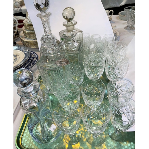 522 - Four decanters; other cut glassware and drinking glasses