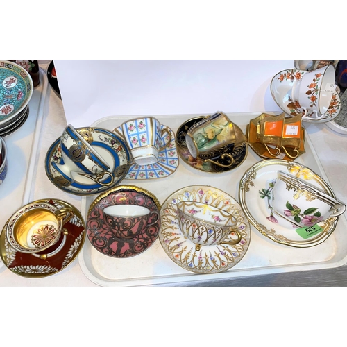 529 - Ten decorative 19th/20th century cabinet cups and saucers