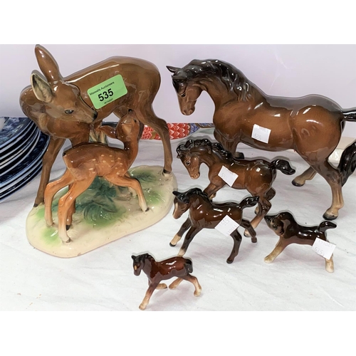 535 - A selection of Beswick and other china animals