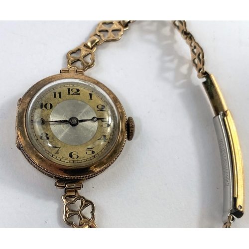 650C - An early 20th century ladies wristwatch with 9ct hallmarked backplate