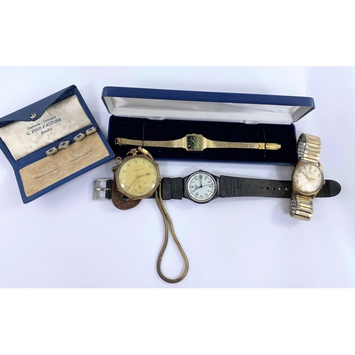 651A - A Thomas Russel of Liverpool open face octagonal pocket watch, a vintage gents Uno watch, a Swatch a... 