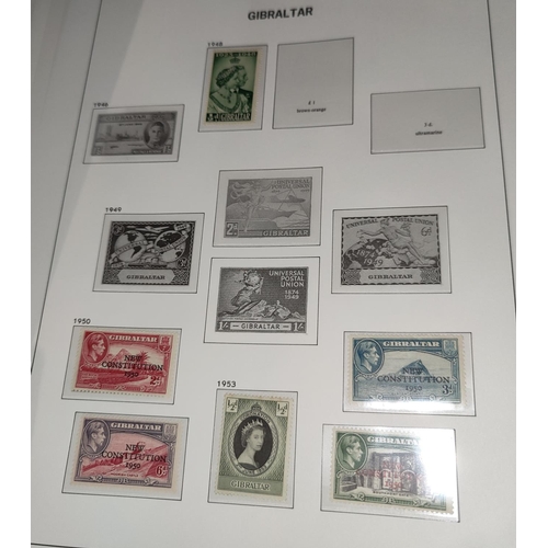 254 - GIBRALTER:  a part collection of stamps in 2 DAVOS albums, QV-QEII, later issues mainly mint
