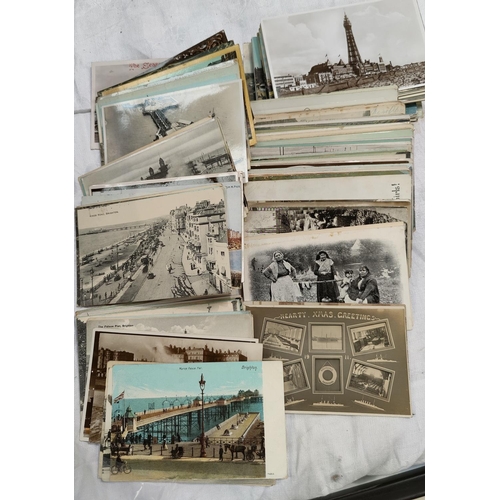 306 - A collection of early 20th century picture postcards including seaside views mostly with stamps, app... 