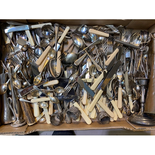 618 - A set of six silver coffee spoons and a quantity of EPNS cutlery and bone handled knives