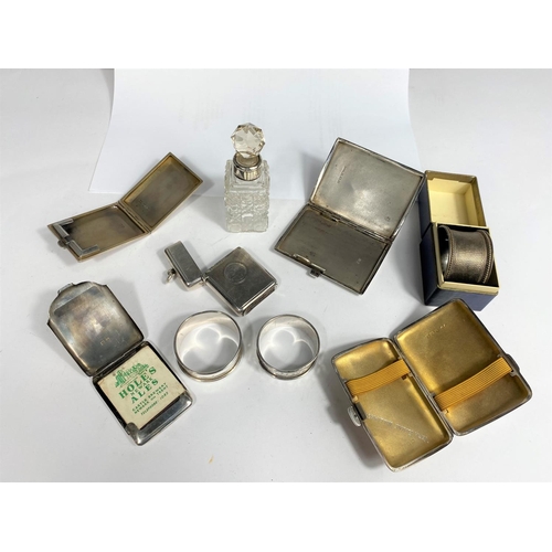 667A - A selection of hallmarked silver, including three engine turned vesta cases: Birmingham 1897, Birmin... 
