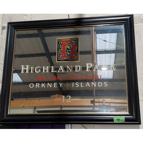10 - A Highland Park whisky advertising mirror 35 x 45