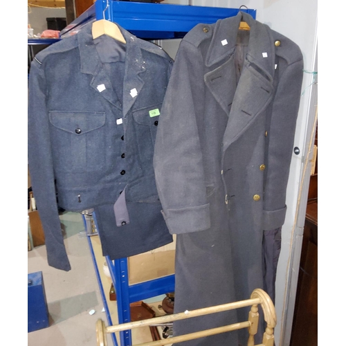 119 - An RAF wool uniform 1954 and a similar green coat.
