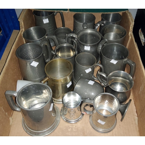 43 - A collection of various pewter tankards etc
