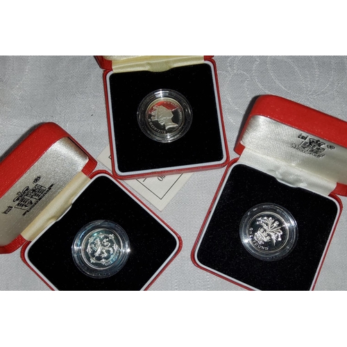 456 - GB: three silver piedfort £1 coins, 1985, 1989, 1994