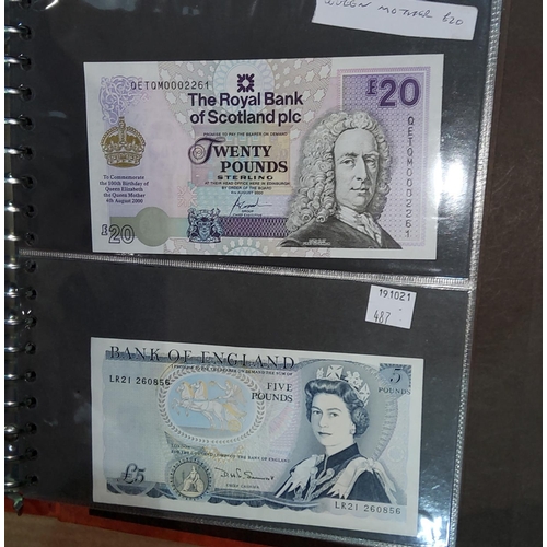 487 - An RBS £20 note, Queen Mother, 2000 and a group of other bank notes of interest