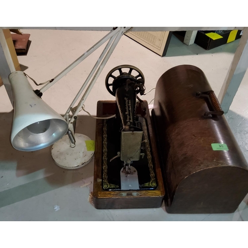 94 - A Singer sewing machine and a vintage angle poise lamp