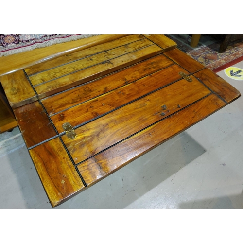 783 - A hardwood small side/TV table with cupboard and drawers; a similar 2 tier fold over coffee table
