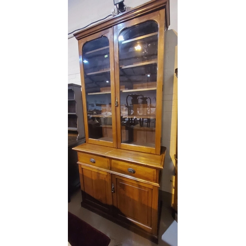 784 - A Victorian walnut full height bookcase with 2 glazed doors over 2 drawers and double cupboard, heig... 