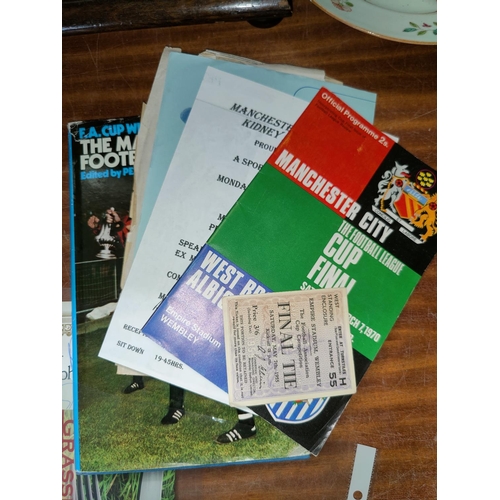 322 - MCFC: FA Cup ticket stub, 1955, League Cup Final Programme 1970, Charity programme signed Peter Barn... 