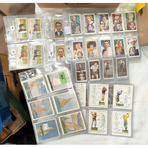 393 - 30 sheets of part sets of cigarette cards including golf and racing yachts