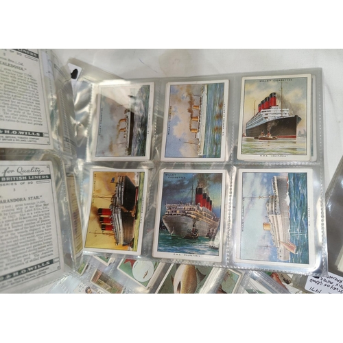 393A - 8 sets of cigarette cards including 'Famous British Liners' and 'Fish & Bait'