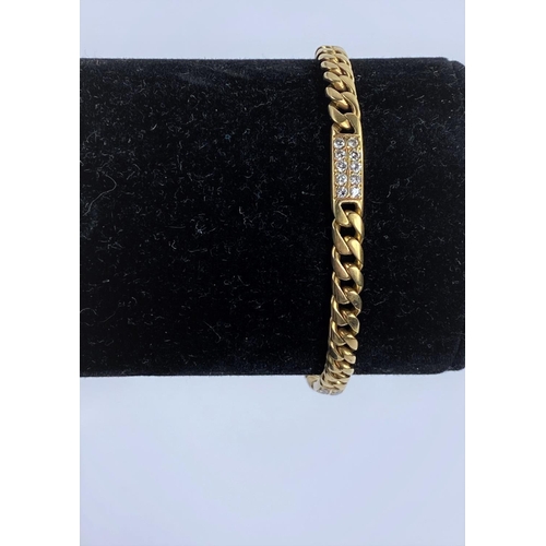 718 - An 18ct gold chain bracelet with 4 links each set with 10 small diamonds 17.8gm gross 20cm