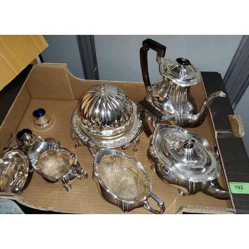 192 - A Mappin & Webb four piece silver plated teaservice and a selection of silver plate