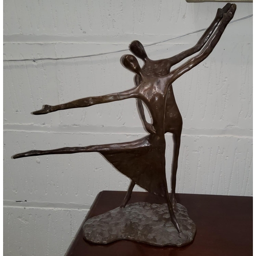 740B - A modernist bronze group, 2 dancers, height 41cm