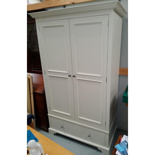 776 - A period style double door wardrobe with base drawer in white finish 