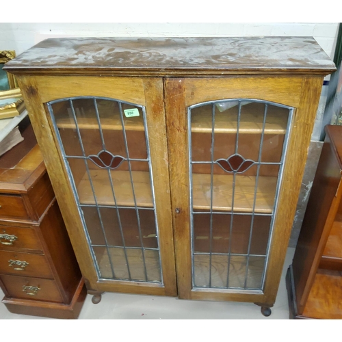 850 - A oak leaded glass door display cabinet, length 80cm and height 105cm