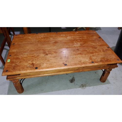 918 - A modern large metal studded rectangular coffee table