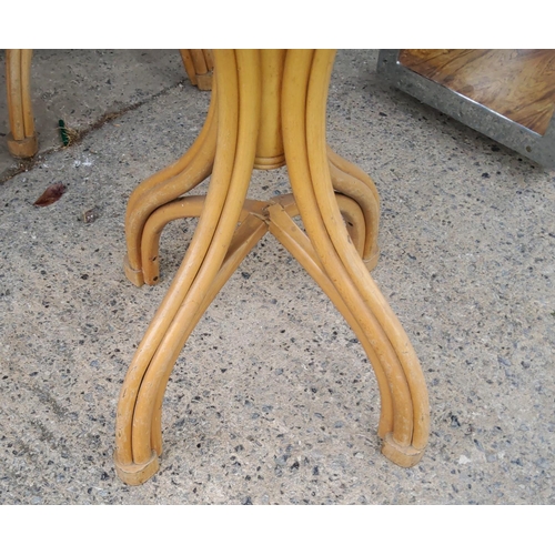 922C - Three modern bentwood tables, two square one circle
(bases slight a.f)