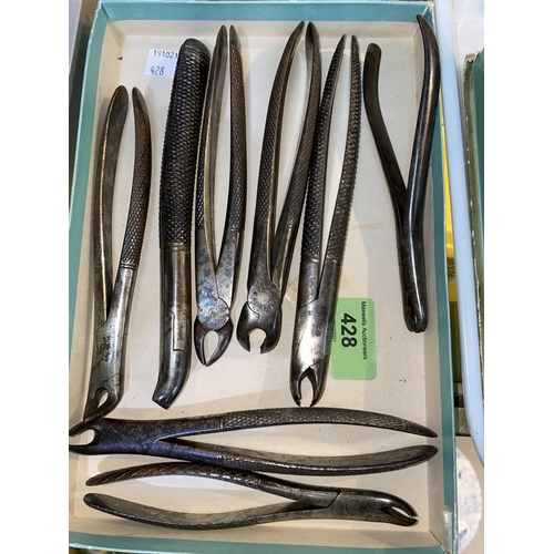 428 - DENTISTRY - a group of 8 19th century extraction forceps including 2 examples by WOOD