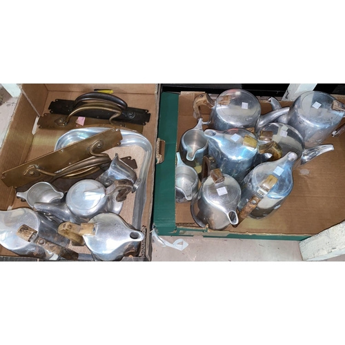 42A - A large selection of Piquot ware teapots, coffee pots etc