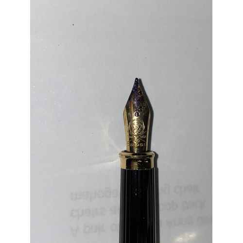 130 - A Cross fountain pen and ball point both with gilt highlights, the fountain pen having unmarked gilt... 