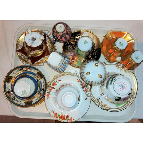 529 - Ten decorative 19th/20th century cabinet cups and saucers
