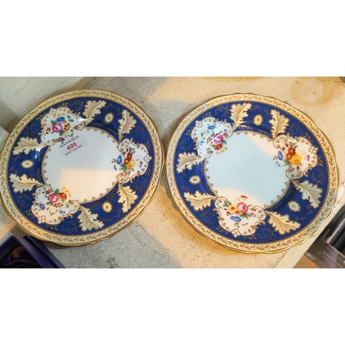 144A - A pair of Cauldon China for Tiffany & Co New York no 3157, with blue and gilt borders with flowers