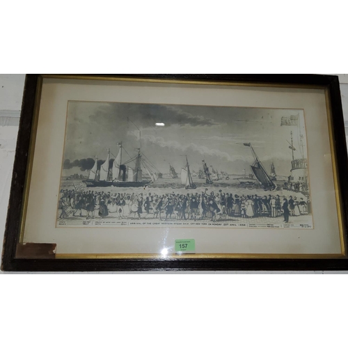 763 - An early 20th century photographic etching of the ' Arrival of the Great Western Steam Ship off New ... 