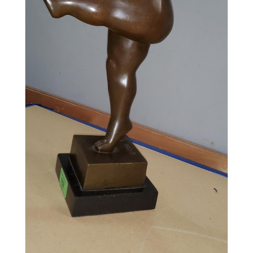 724 - After Botreo bronze of female nude dance on square marble plinth, with signature and stamp, height 4... 