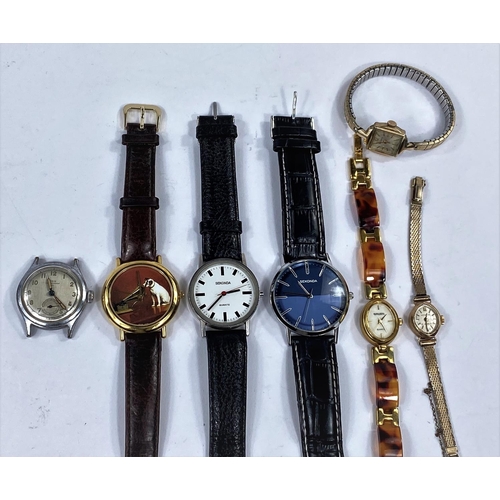 629 - A gent's Oris stainless steel wristwatch; 3 gents modern wristwatches; 3 ladies similar