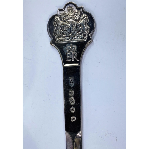 630 - A hallmarked silver meat skewer/letter opener, QEII Royal Commemorative, Sheffield 1972, 4.5 oz; a G... 