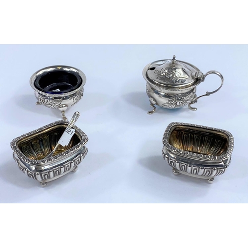 643 - A  hallmarked silver pair of salts, in the rounded rectangular Georgian style, Chester 1898; a hallm... 