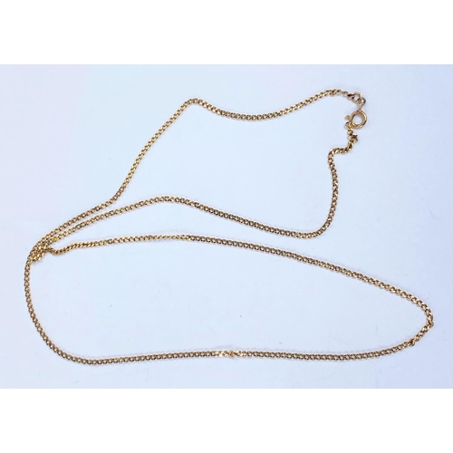 651B - A yellow metal flat link chain stamped 9k, 8.9gms