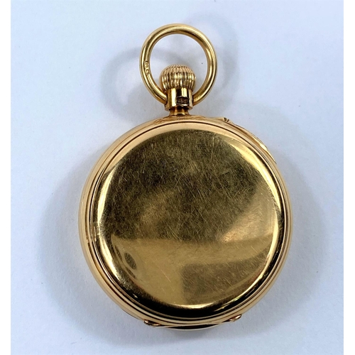 694 - A keyless open faced small pocket watch in 18 carat hallmarked gold case, by Chas Frodsham 09635, 60... 