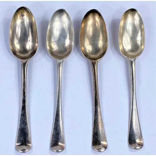 714 - A set of 4 tablespoons, monogramed and bottom marked, probably London 1850, 8.75 oz