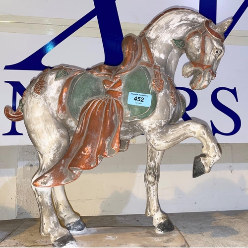 452 - A modern decorative plaster Tang style Chinese horse, 45cm
