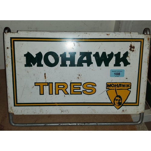 108 - A Mohawk Tyres advertising sign designed to attach to a tyre
