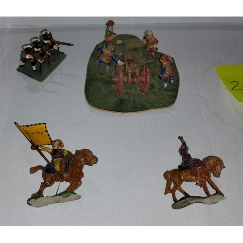 205C - A small selection of Vintage Britains style, lead English Civil War painted soldiers, with etched ma... 