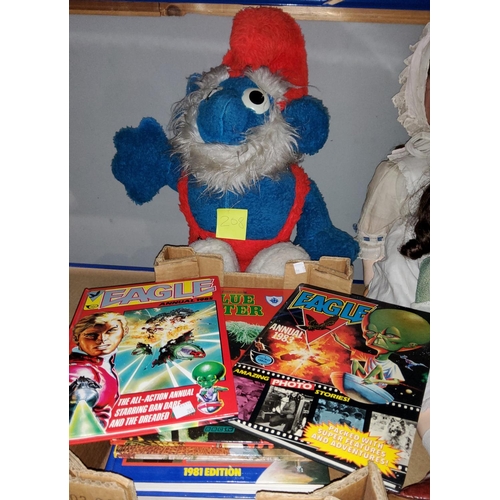 208 - A 1970's 'Grandfather Smurf' soft toy and childrens albums etc
