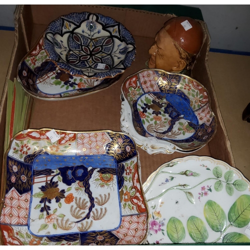 55 - A selection of antique Imari style pottery etc