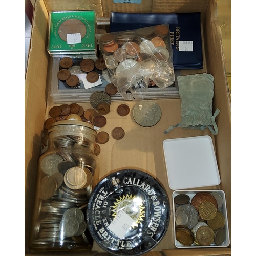 80 - A selection of coins:  commemorative sets; pre-decimal; etc.; a selection of tokens; etc.