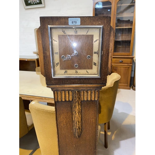 870 - An art deco oak cased granddaughter clock
