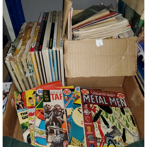 214 - Four 1970's DC comics, Action comics etc, a large selection of vintage childrens annuals, and footba... 