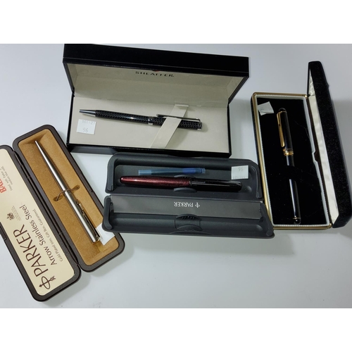 96 - Four pens in original boxes:  Parker fountain pen; Royal Scottish fountain pen; Parker & Schaeffer b... 