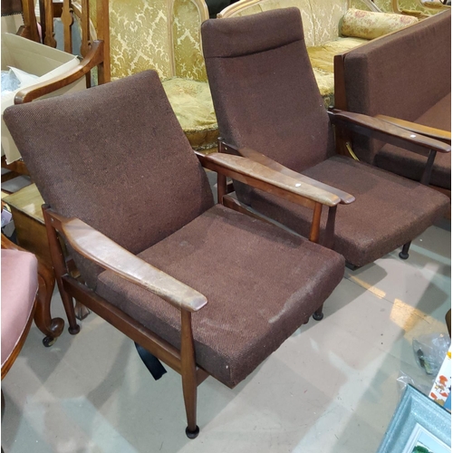 813a - A large, high back Guy Rogers Manhattan design, reclining armchair and two low back 1960's Guy Roger... 